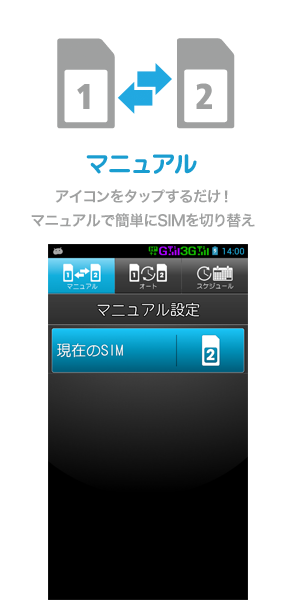 タイマー設定した時間で SIMを自動切り替え